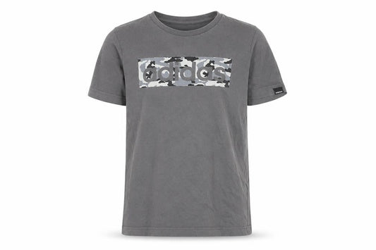 adidas Boys Grey Logo T-Shirt, M - Sporty & Casual Style