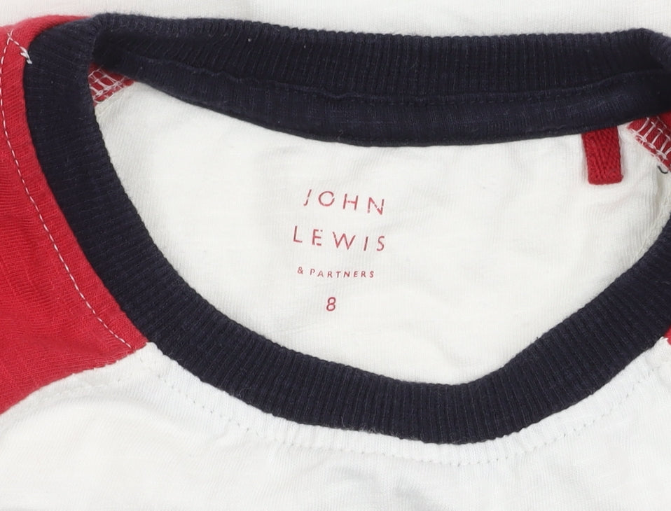 John Lewis Boys White Red Long Sleeve Animal T-Shirt 8 Years
