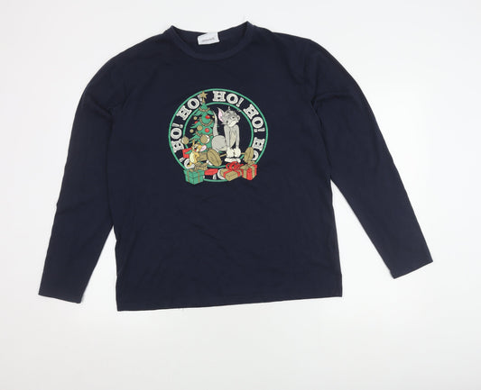 Men's Blue Tom & Jerry Christmas T-Shirt, Size L