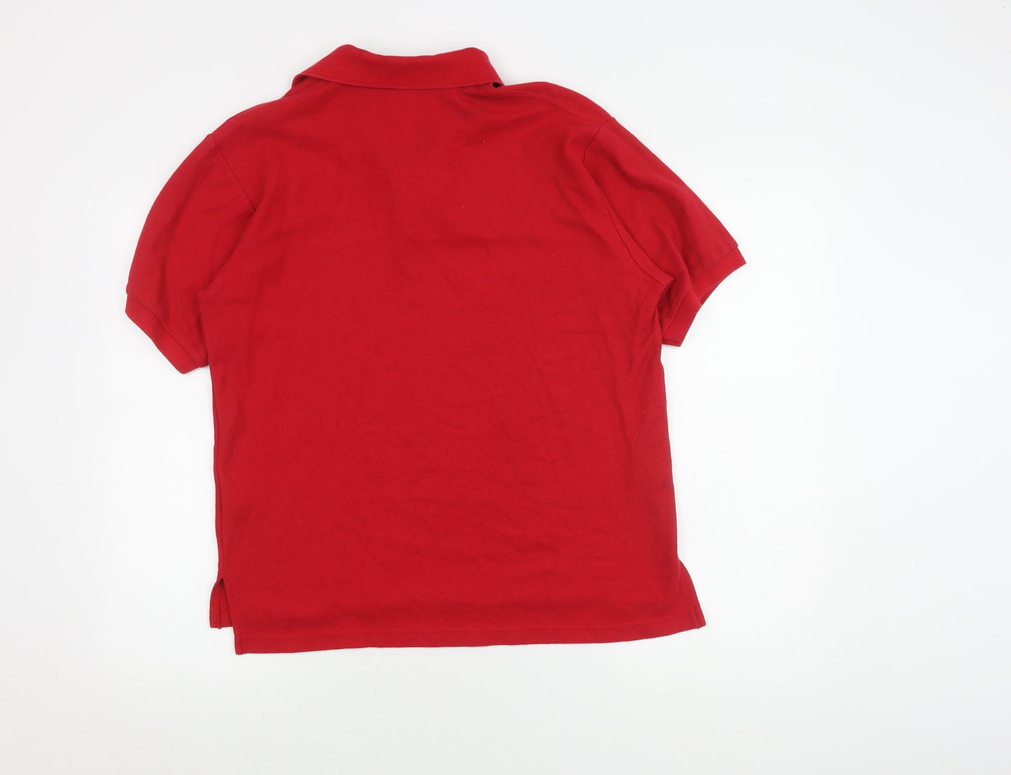 Beaufort Men's Red Cotton Polo Shirt Size L