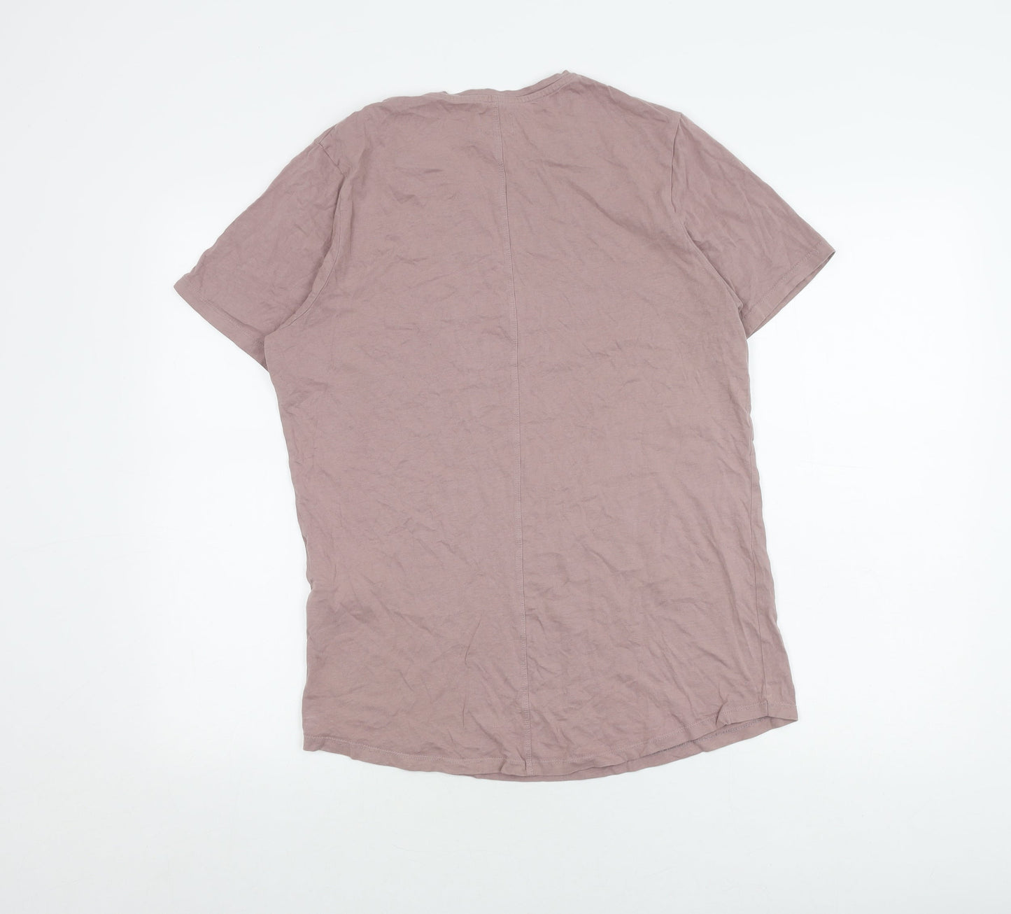 Jack & Jones Men's Pink Medium Cotton Crew Neck T-Shirt