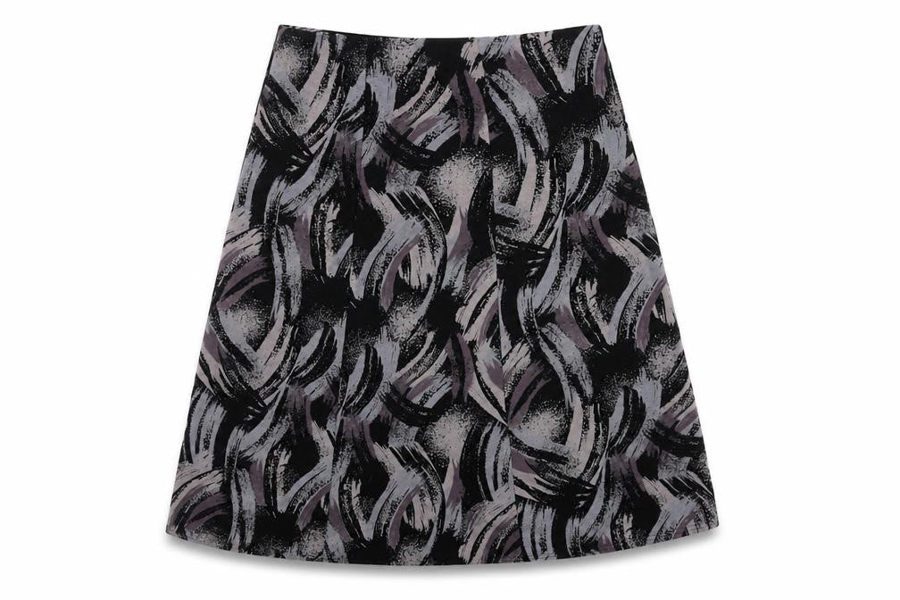Bonmarché Women's Black A-Line Geometric Skirt Size 12
