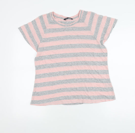Crew Clothing Pink Grey Striped T-Shirt Women's Size 14