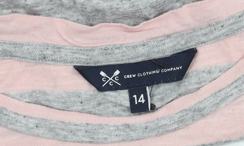 Crew Clothing Pink Grey Striped T-Shirt Women's Size 14