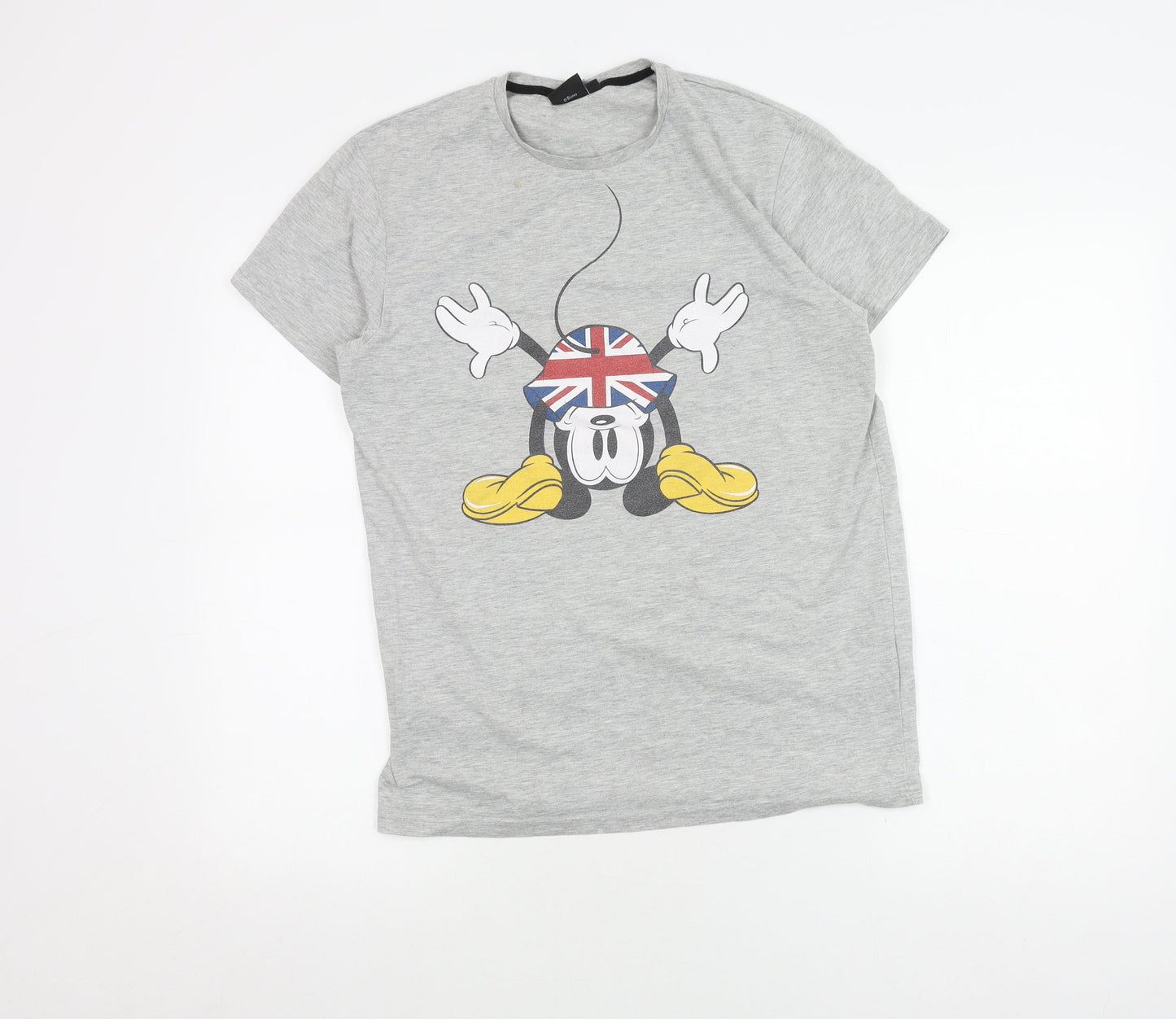 Disney Men's Grey Mickey Mouse Graphic T-Shirt Medium