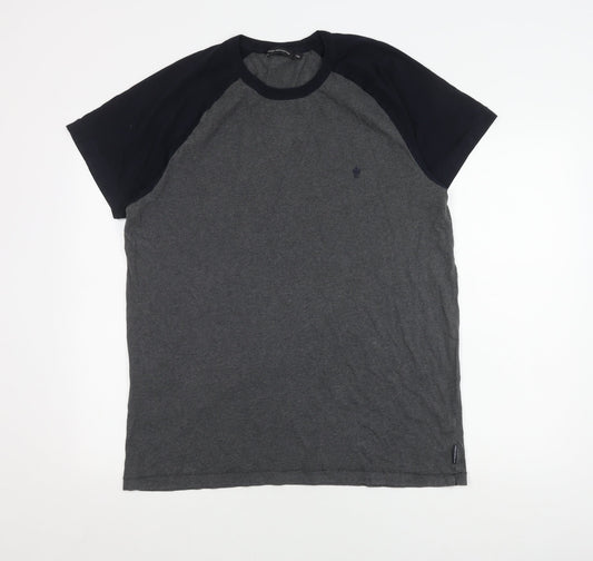 French Connection Men's Grey Black 2XL Colourblock T-Shirt