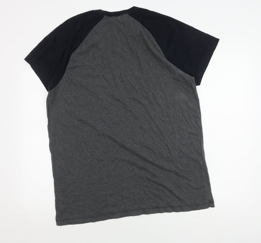 French Connection Men's Grey Black 2XL Colourblock T-Shirt