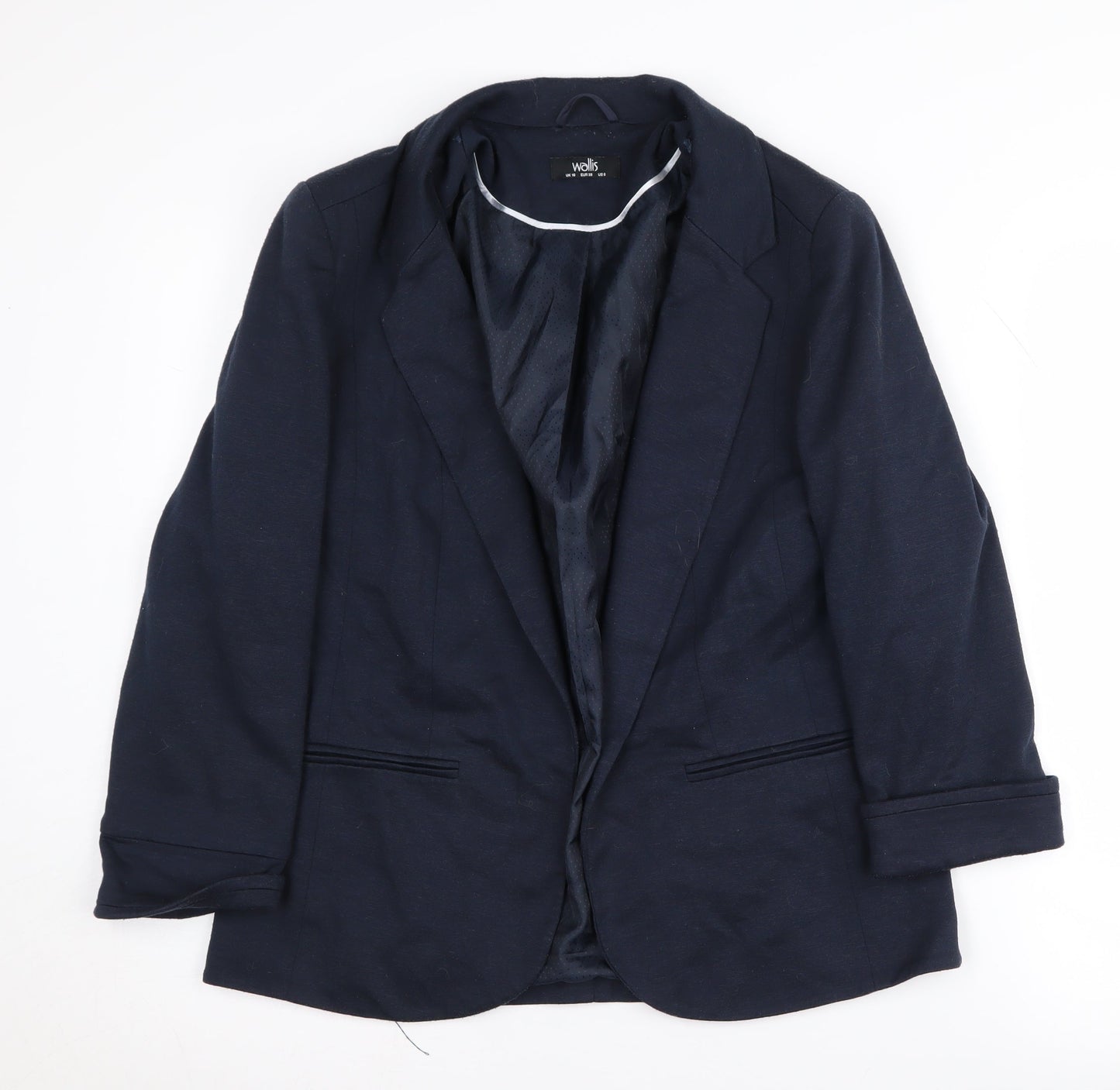 Wallis Women's Blue Blazer, Size 10, Lined Notch Lapel