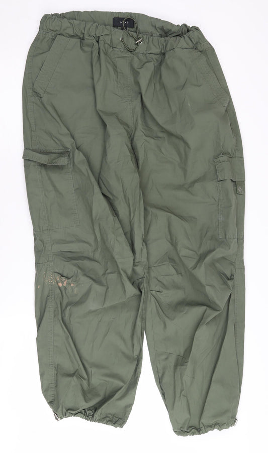 NEXT Cargo Trousers Green Medium Unisex Cotton Casual