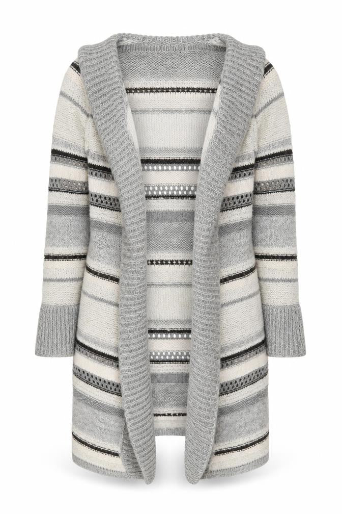 Marks and Spencer Women's Grey Striped Cardigan Size 10