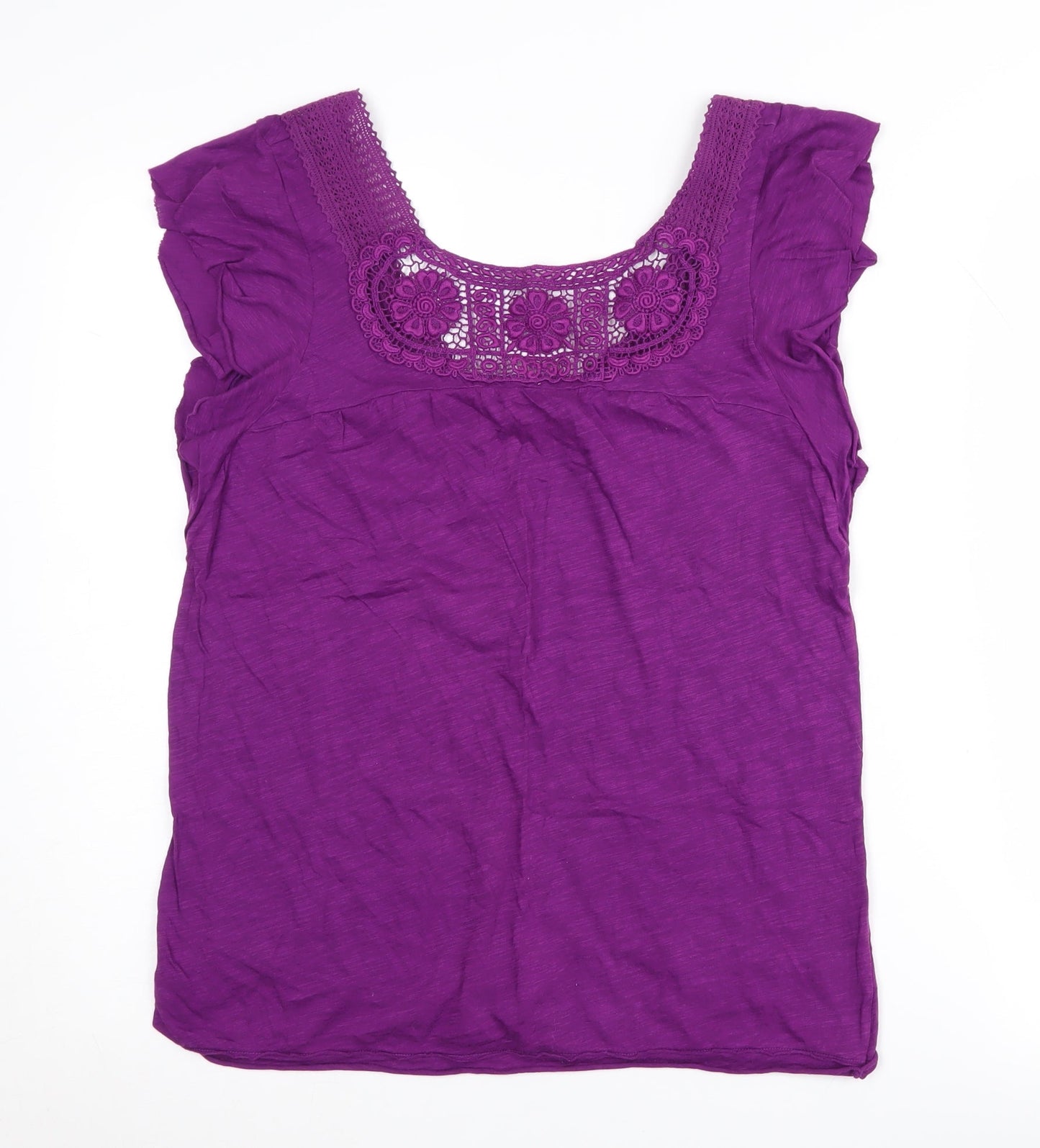 Kimchi Blue Women's Purple Crochet Accent Top - Size L
