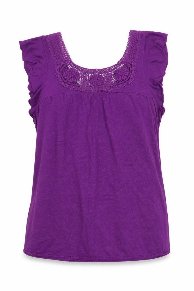 Kimchi Blue Women's Purple Crochet Accent Top - Size L