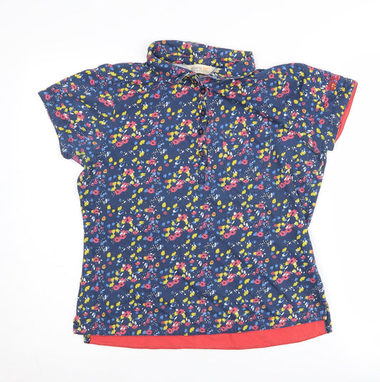 Regatta Women's Blue Floral Polo, Size 14, Cotton, Casual