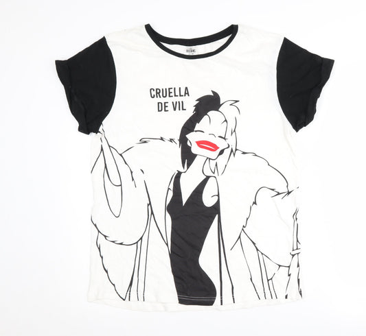 Disney Women's Black & White Cruella T-Shirt, L