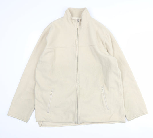 EWM Women's Beige Fleece Jacket Size 14 M Casual