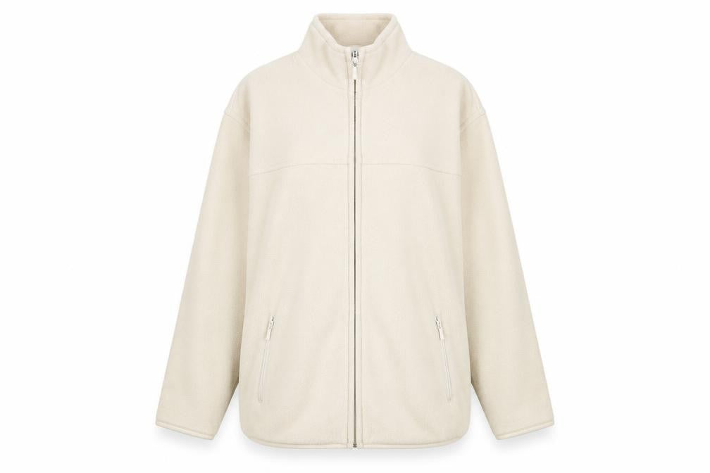EWM Women's Beige Fleece Jacket Size 14 M Casual