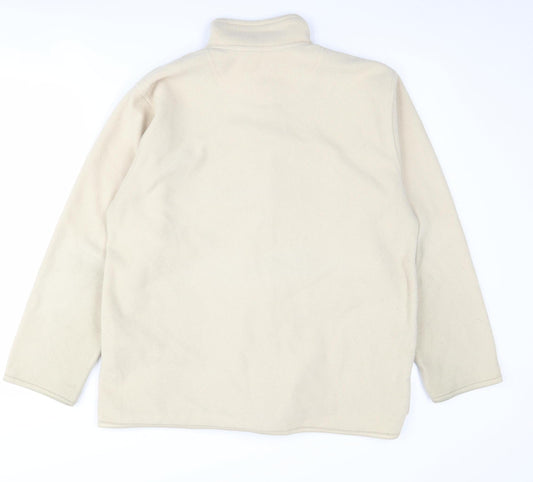 EWM Women's Beige Fleece Jacket Size 14 M Casual