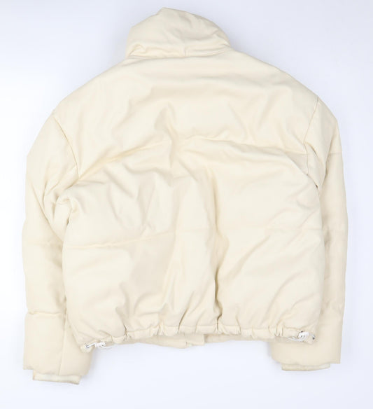 Missguided Ivory Puffer Jacket Women Size 8 Winter