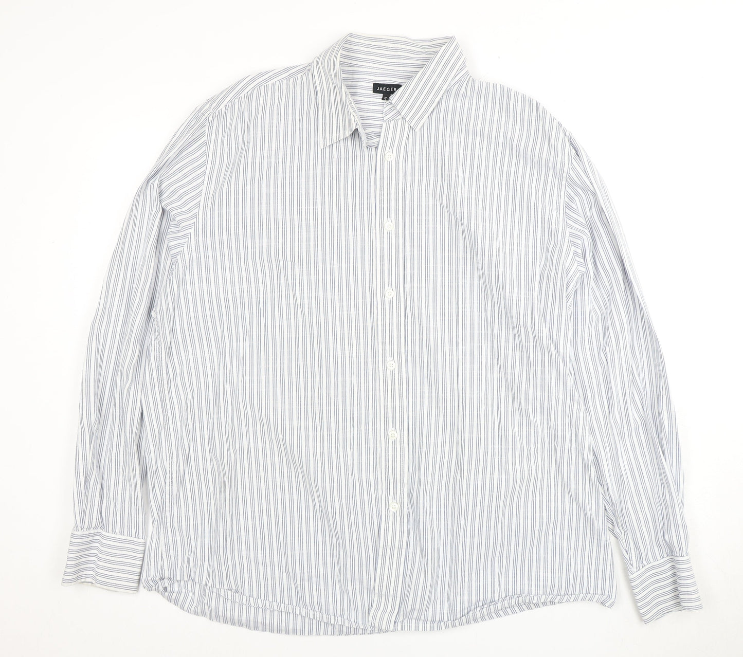 Jaeger Men's XL Blue Striped Cotton Dress Shirt