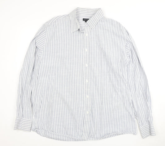 Jaeger Men's XL Blue Striped Cotton Dress Shirt