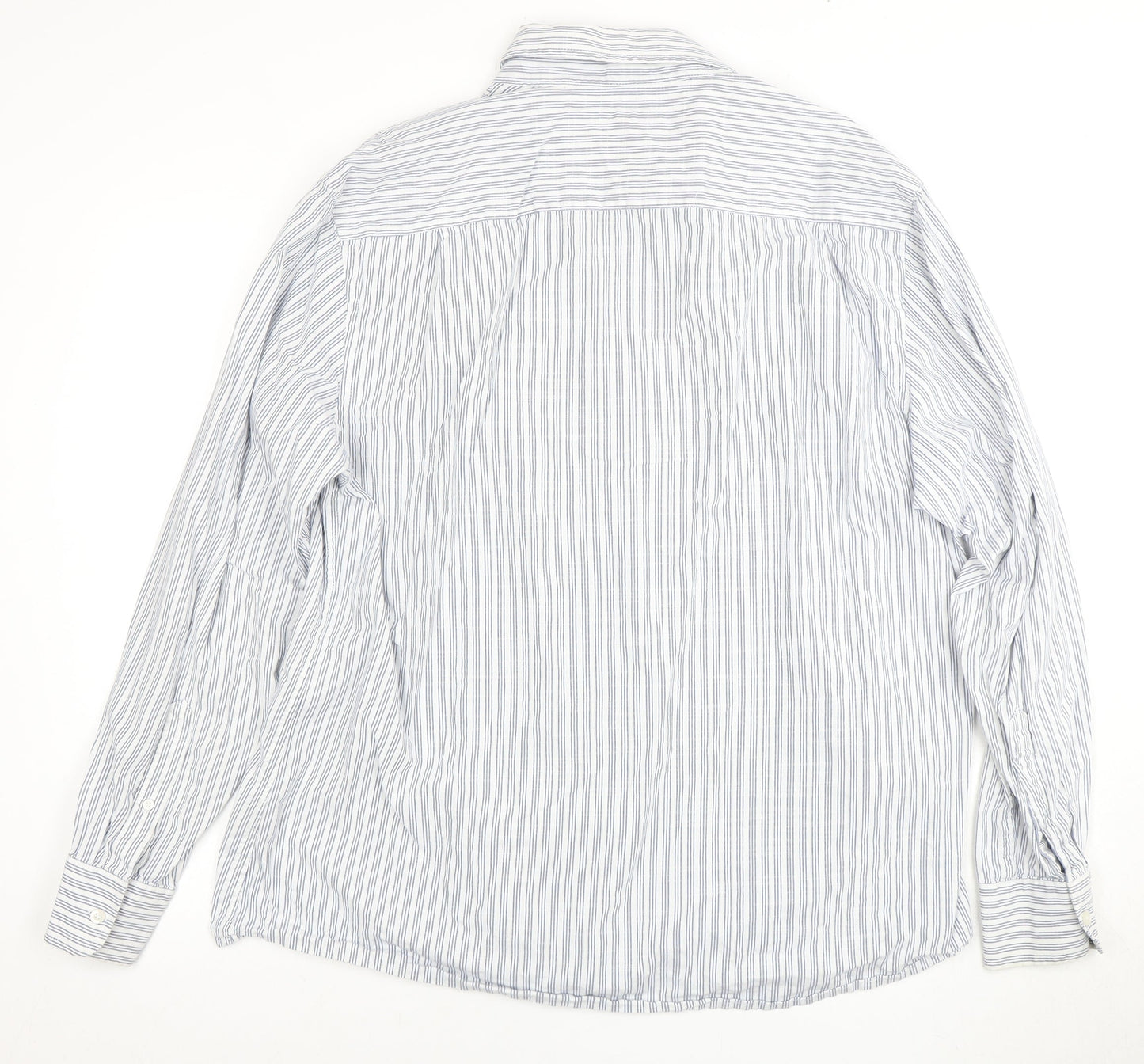 Jaeger Men's XL Blue Striped Cotton Dress Shirt