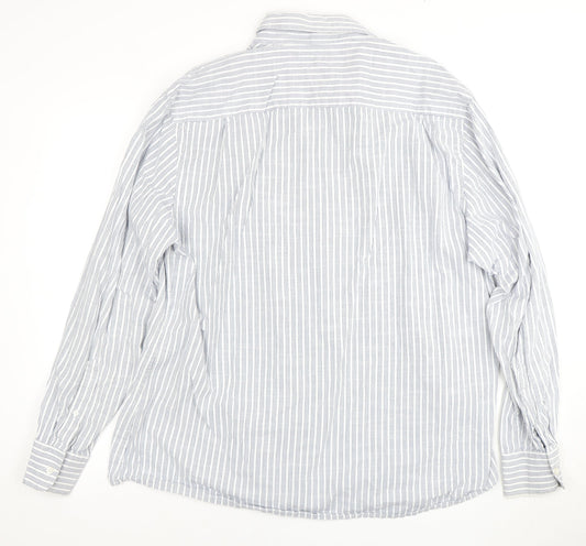 Jaeger Men's XL Blue Striped Cotton Dress Shirt
