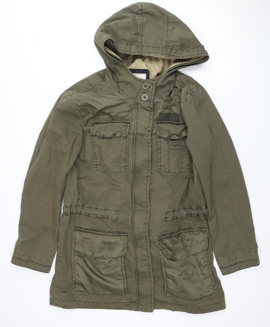 EDC Women's Green Parka Jacket with Hood - Size S