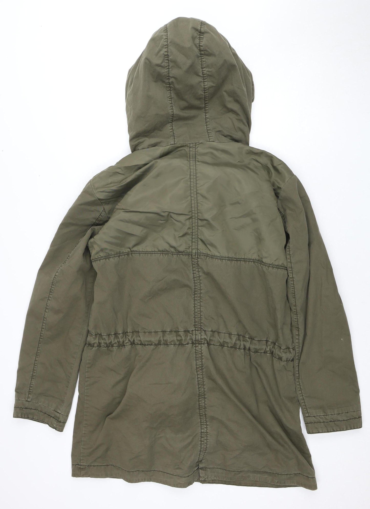 EDC Women's Green Parka Jacket with Hood - Size S