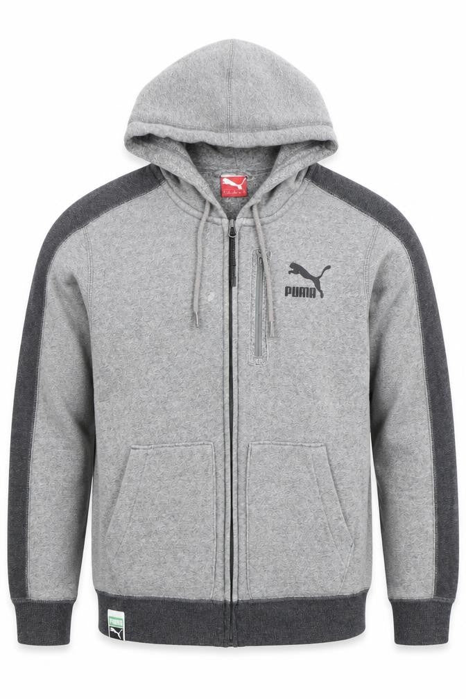 Mens UK S Regular PUMA Grey Full Zip Hoodie