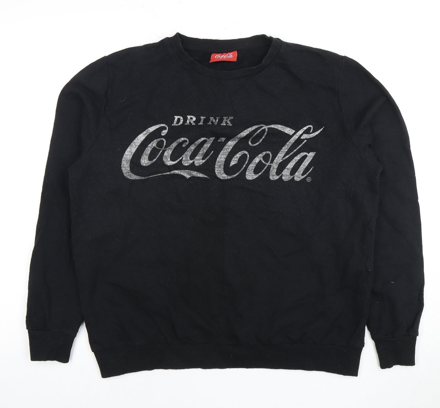 Coca Cola Unisex Black Sweatshirt, Size 16, Logo Accent
