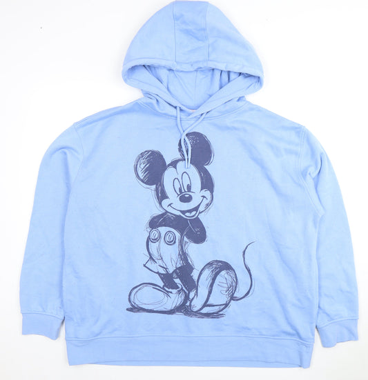 Disney Women's Blue XL Hoodie with Mickey Mouse Print
