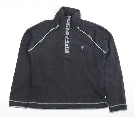 Fat Face Women's Black 1/4 Zip Sweatshirt Size 10