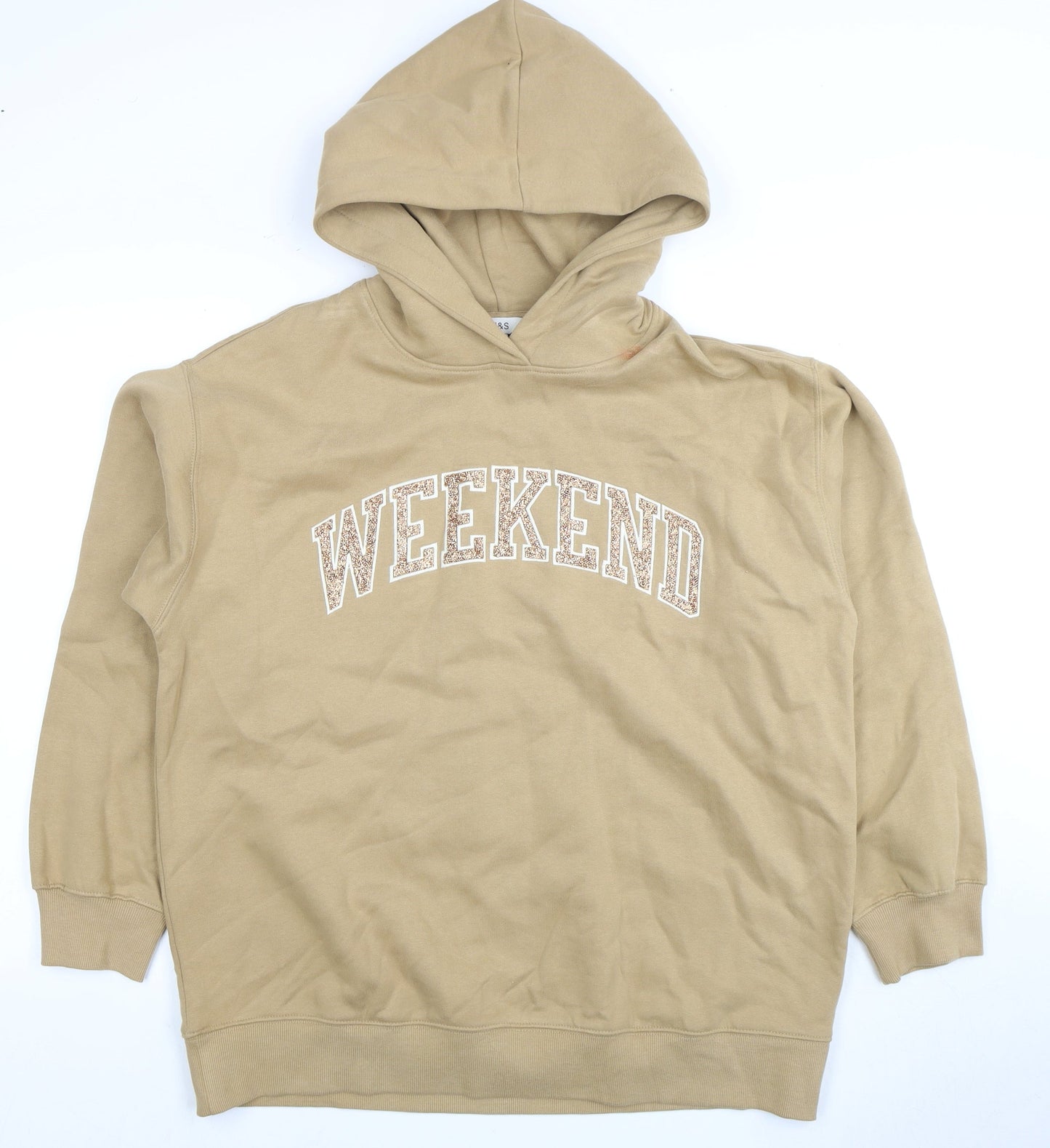 Marks and Spencer Women's Beige Pullover Hoodie M