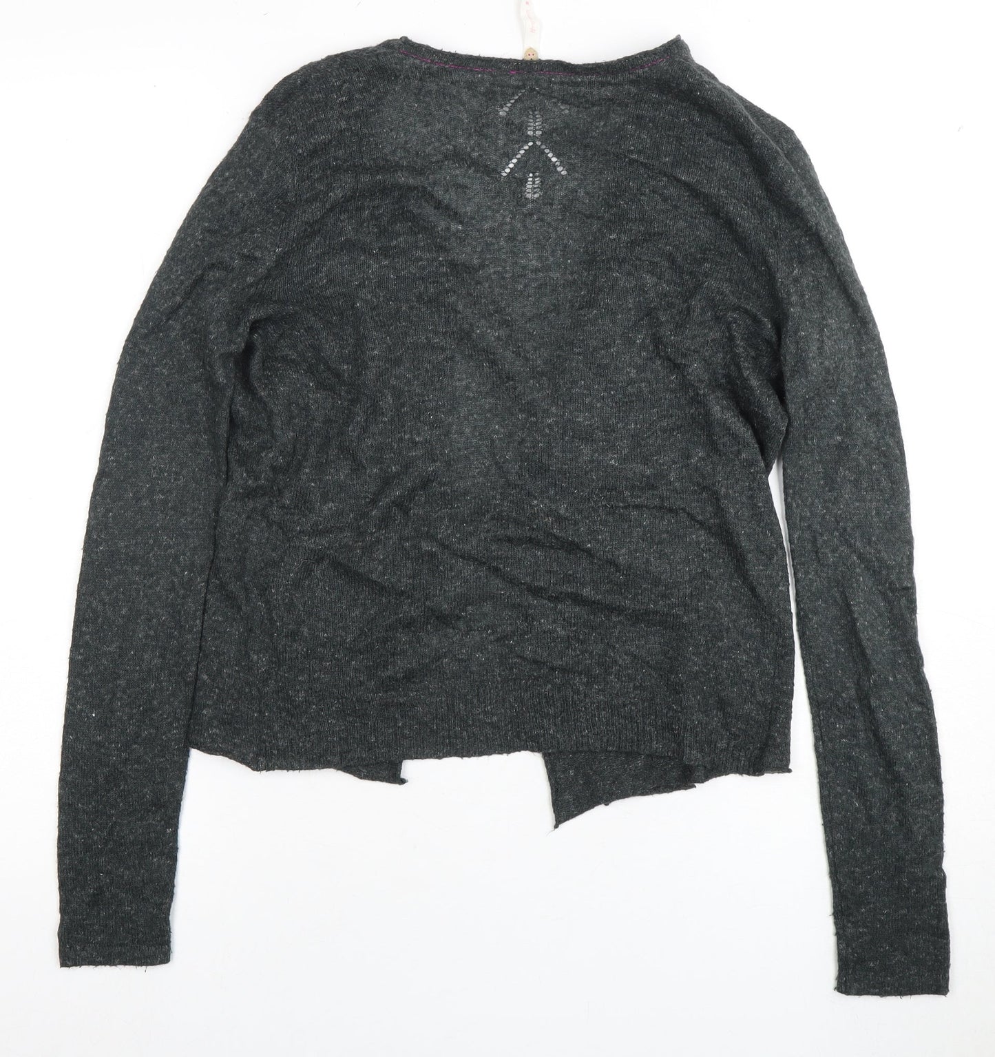 Women's Grey Wool Blend Cardigan, Size 8 - Lightweight