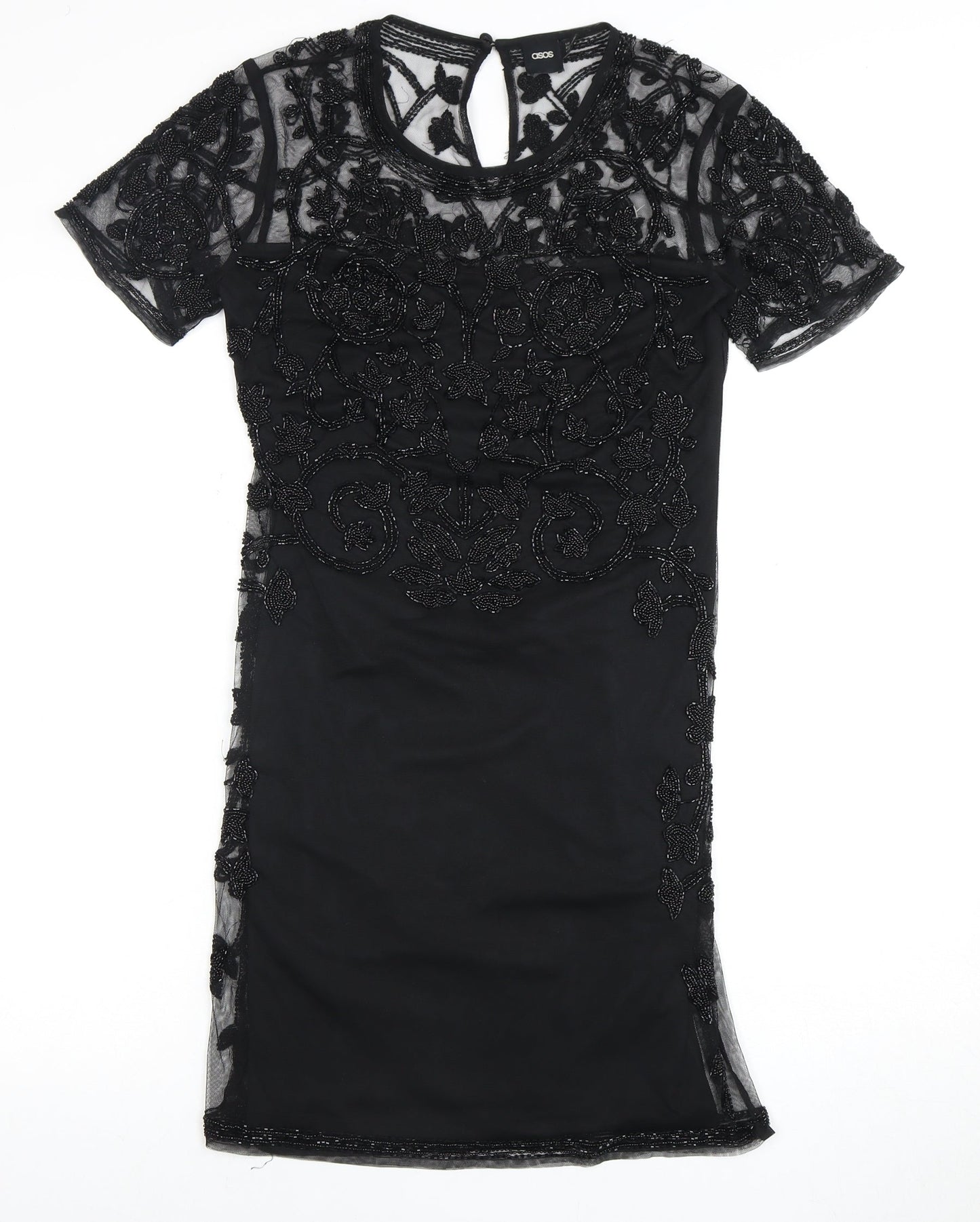 ASOS Women's Black Beaded Sheath Dress Size 10