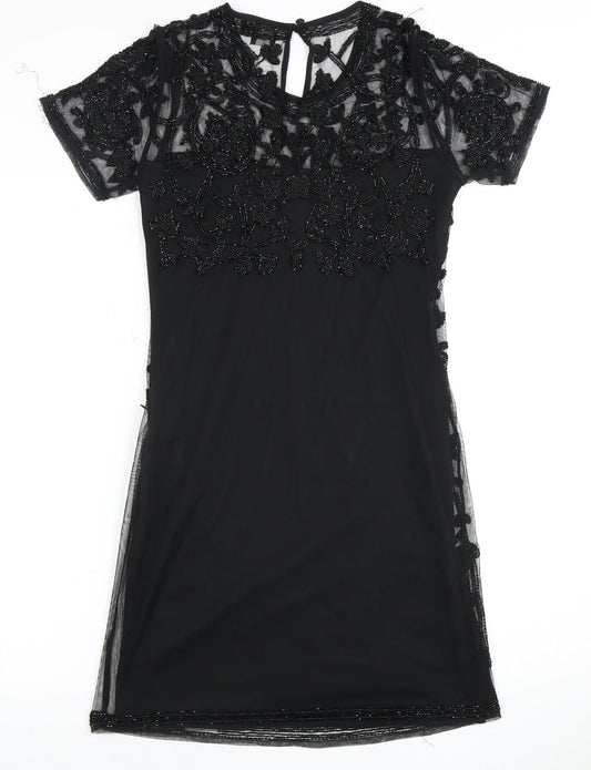 ASOS Women's Black Beaded Sheath Dress Size 10