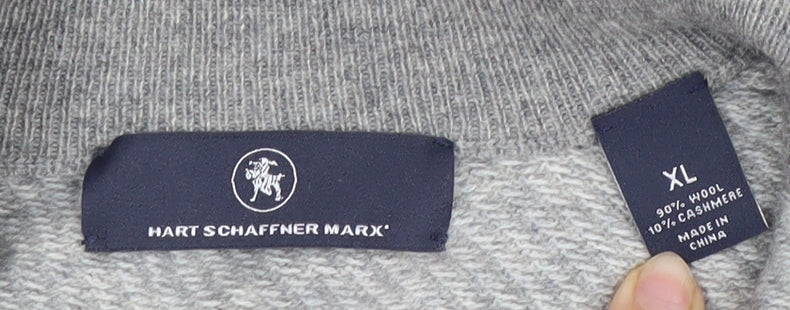 Hart Schaffner Marx XL Grey Full Zip Men's Jumper