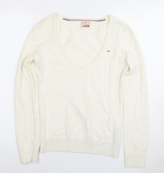 Tommy Hilfiger Women’s White V-Neck Long Sleeve Top M