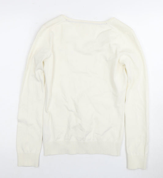 Tommy Hilfiger Women’s White V-Neck Long Sleeve Top M