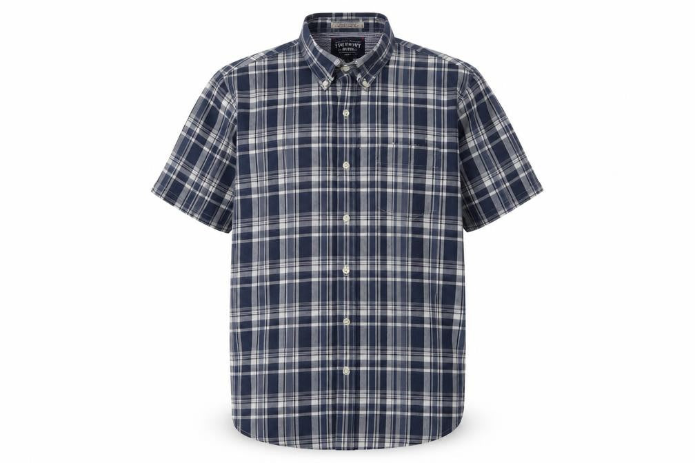 The New Ivy Brand Men's Blue Plaid Short Sleeve Shirt L