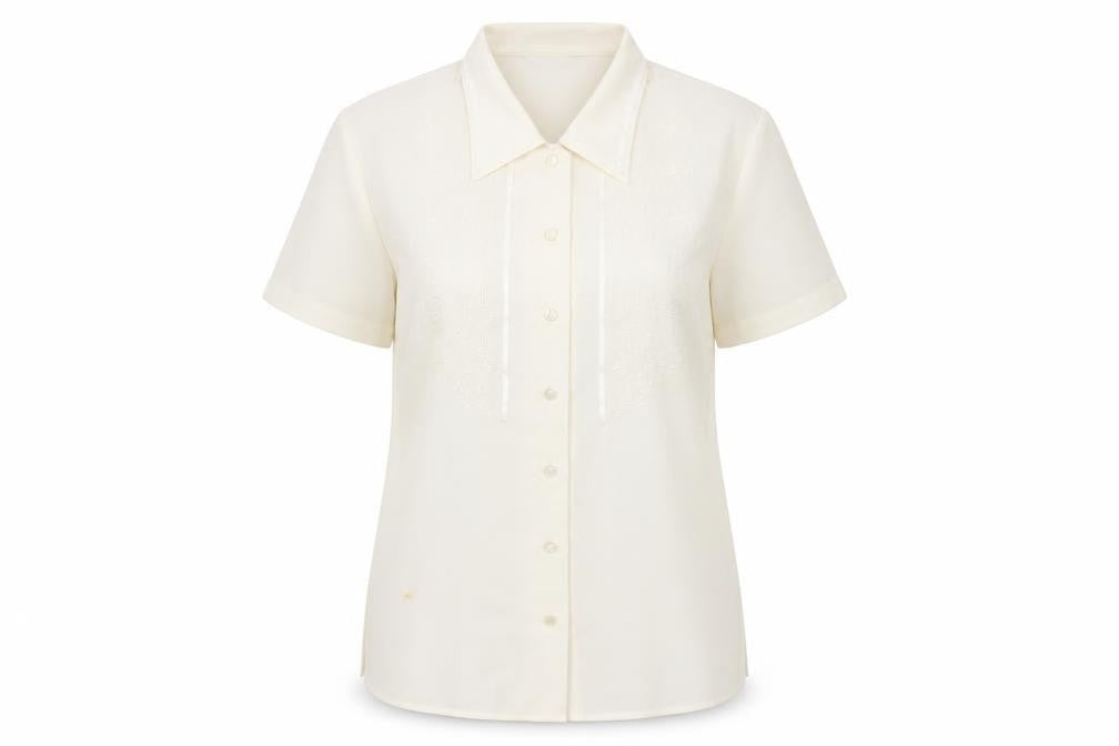 Front view of Marks & Spencer Ivory Collared Button-Up Shirt