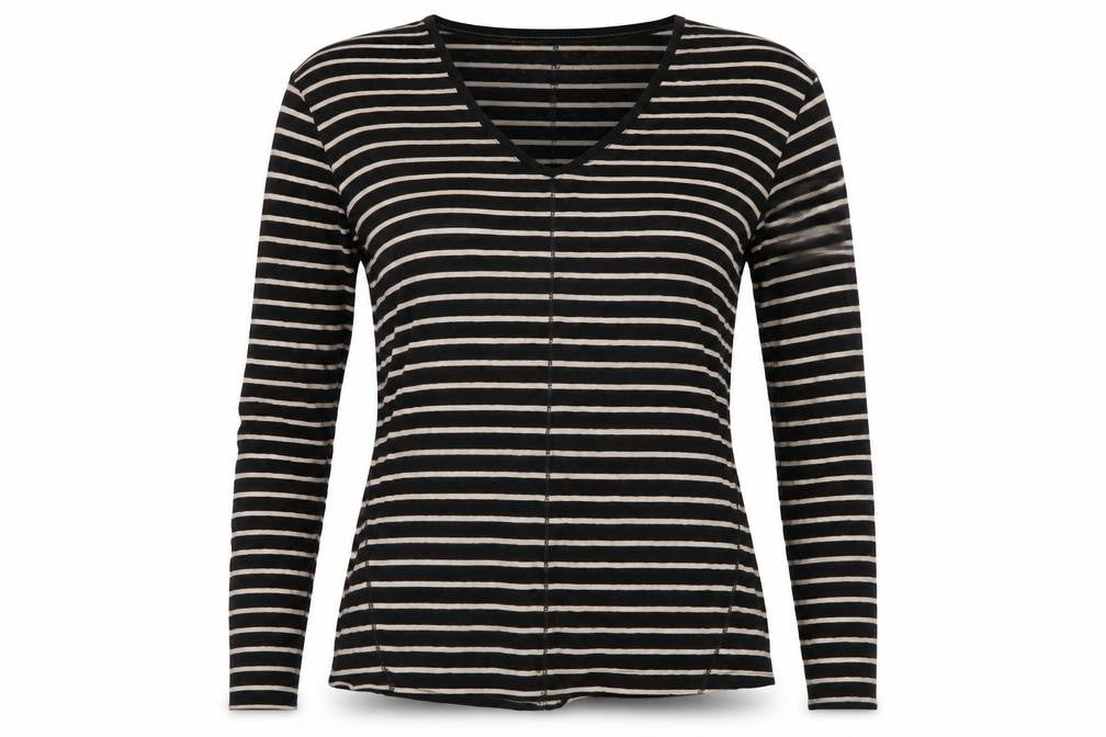 Womens UK Size 10 FatFace Black Viscose Blend T-Shirt