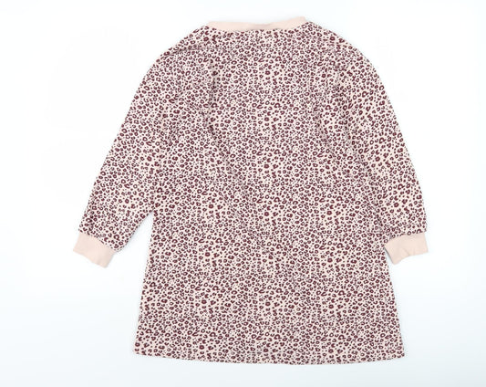 H&M Girls Pink Animal Print T-Shirt Dress 6 Years