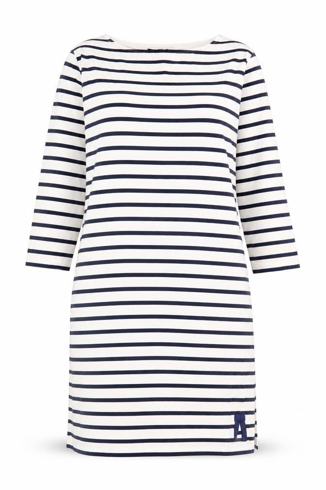 Jaeger Women's White Blue Striped Shift Dress M