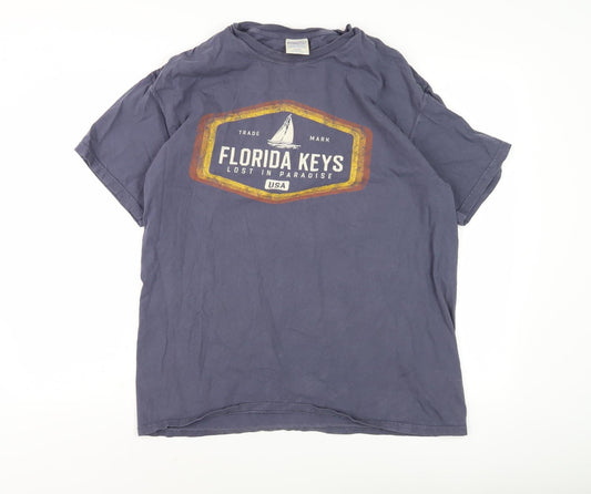 Comfort Wash Men's Blue L Graphic Print T-Shirt