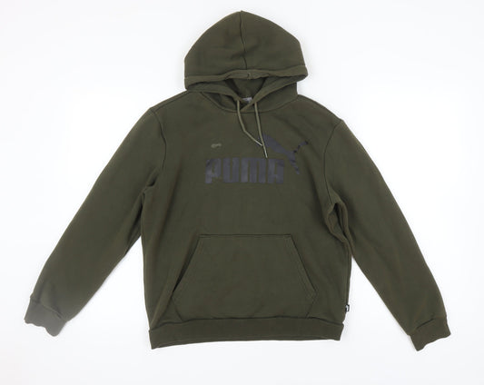 Puma Men's Green Pullover Hoodie - Size S, Logo Accent