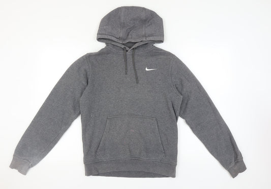 Nike Men's Grey Pullover Hoodie - Size S, Logo Accent