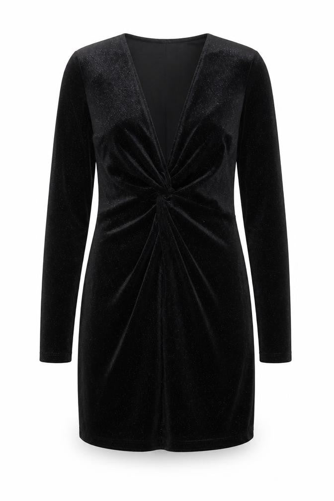 H&M Women Black Velvet Bodycon Dress M