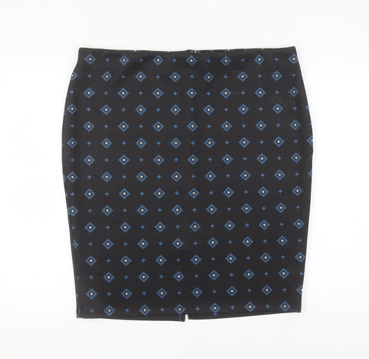 Marks and Spencer Women's Black Geometric Pencil Skirt - Size 20