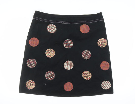 Boden Women's Black A-Line Polka Dot Skirt Size 14